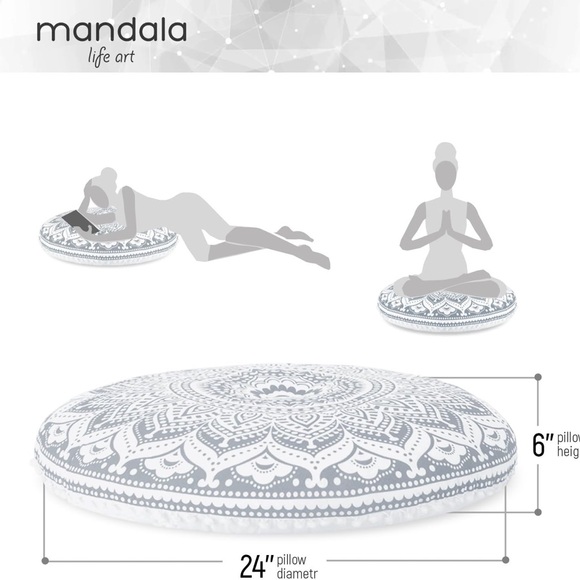 ManadalaLifeART Bohemian Mandala Pouf/Floor Cushion Covers - Picture 6 of 8